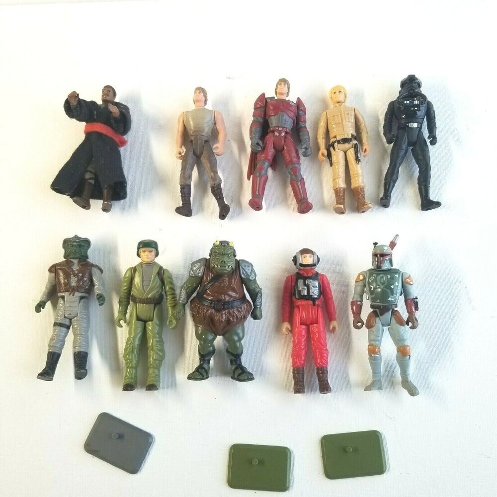 Vintage Action Figure Lot 10 Guys 3 bases Star Wars Kenner ROTJ 1980 to 1996